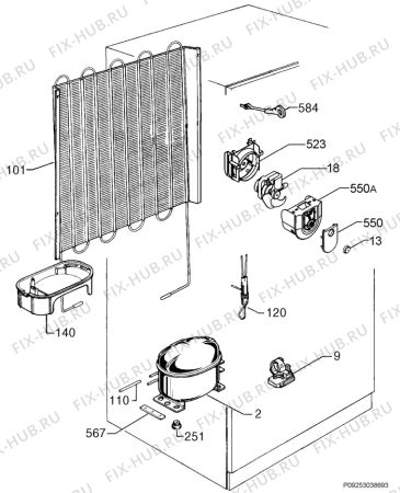Взрыв-схема холодильника Rex Electrolux RRD43352M - Схема узла Cooling system 017